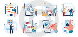 Software developers and programmers at work, coding and programming concept. Professional web designers working on app