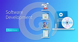 Software development banner in 3D style