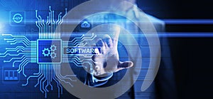 Software development and business process automation, internet and technology concept on virtual screen