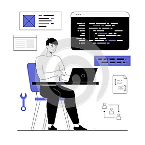 Software development. Coding, backend engineering or programming. Vector illustration