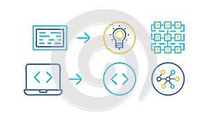 Software Development & Coding Process Icons, vector design Generative AI