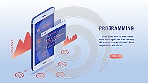 Software development , Coding , Programming and Mobile application concept