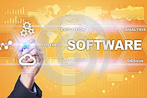 Software development. Data Digital Programs System Technology Concept