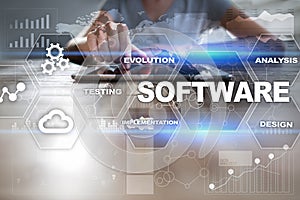 Software development. Data Digital Programs System Technology Concept