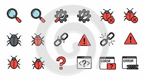 Software Development and Debugging Icons Set