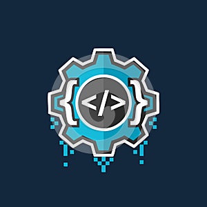 Software Development Gear Icon Representing Coding and Digital Processes