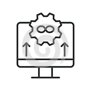 Software development icon in line design. software, development, programming, agile, code, technology, process on white background