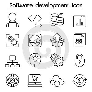 Software development icon set in thin line style photo