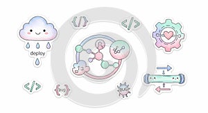 Software development icons with transparent background