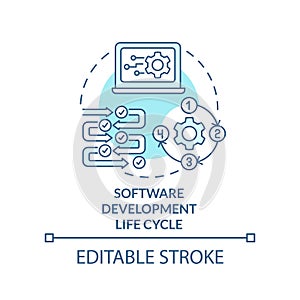 Software development life cycle turquoise concept icon