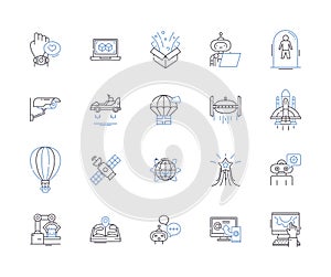 Software development outline icons collection. Software, Development, Coding, Programming, Debugging, Testing, Designing