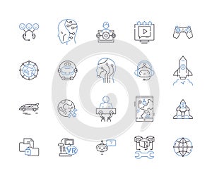 Software development outline icons collection. Software, Development, Coding, Programming, Debugging, Testing, Designing