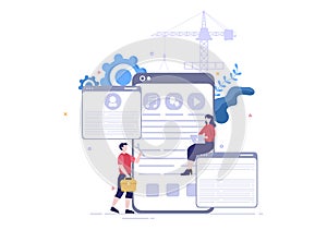 Software Development and Programming Code on Computer Vector Illustration for Technology, Engineer Team, coding and Marketing