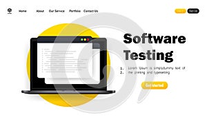 Software development, programming, coding, testing illustration. Vector on isolated white background. EPS 10