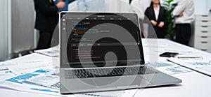 Software development programming on computer screen for brisk application