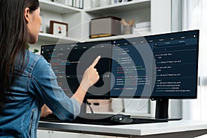 Software development programming on computer screen for brisk application