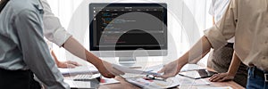 Software development programming on computer screen for brisk application
