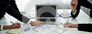 Software development programming on computer screen for brisk application