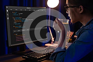 Software development programming on computer screen for brisk application