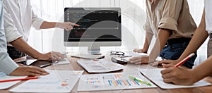 Software development programming on computer screen for brisk application