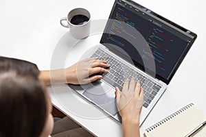 Software development programming on computer screen for brisk application