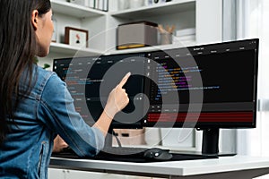 Software development programming on computer screen for brisk application