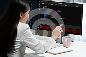 Software development programming on computer screen for brisk application