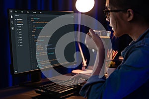 Software development programming on computer screen for brisk application