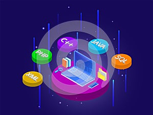 Software development and programming concept, 3d illustration of