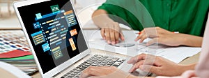 Software development or programming work with coding screen brisk
