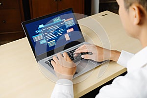 Software development or programming work with coding screen brisk