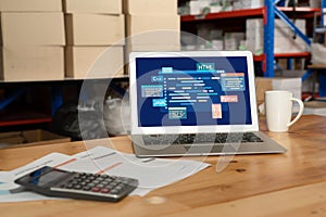 Software development or programming work with coding screen brisk