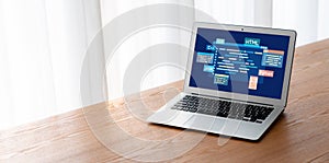 Software development or programming work with coding screen brisk