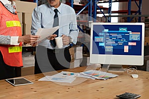 Software development or programming work with coding screen brisk