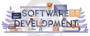Software development typographic header concept. Idea of