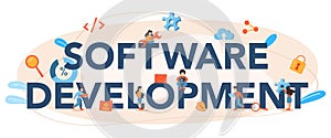 Software development typographic header. Idea of programming