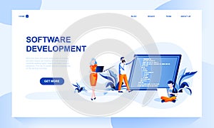 Software development vector landing page template
