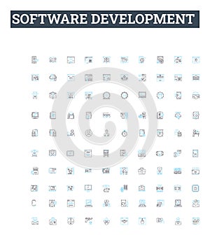 Software development vector line icons set. Software, Development, Programming, Coding, Algorithm, Architecture