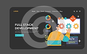 Software development web banner or landing page dark or night mode
