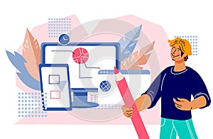 Software development and web design concept. Programming site or app.