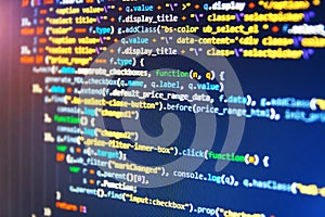 Website programming code. Desktop PC monitor