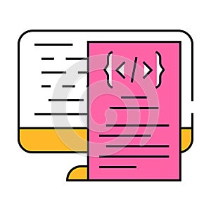 software documentation technical writer icon color illustration