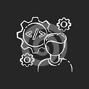 Software engineer chalk white icon on black background