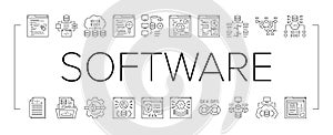 software engineer computer code icons set vector