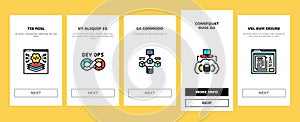 software engineer computer code onboarding icons set vector