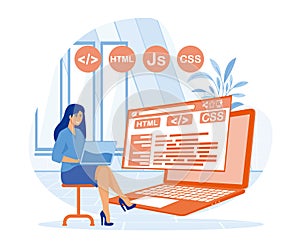 Software engineer concept. Web design and development, programmer and coding website or app.