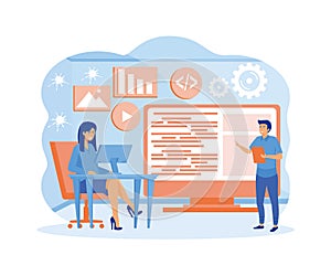 Software engineer concept. Web design and development, programmer and coding website or app.