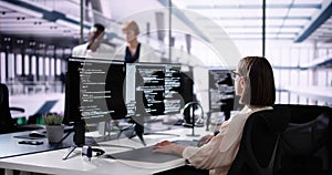 Software Engineer Developer Using Desktop Computer