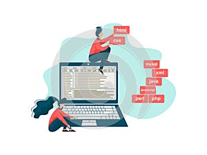 Software Engineer, Programmers Writing Code, Engineering and Programming Vector Illustration