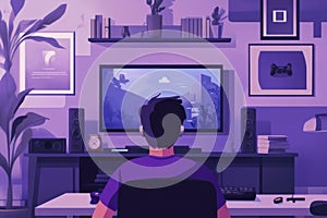 Software engineer creating new software from home using a computer and keyboard